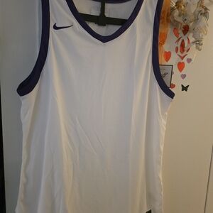 Nike White and Purple Tank Top